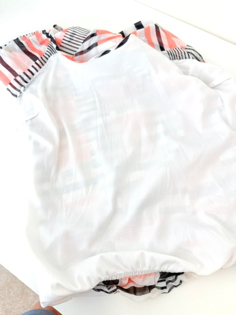 Sarah Michelle Striped Sheer Blouse with Elastic Hem - Picture 7 of 8